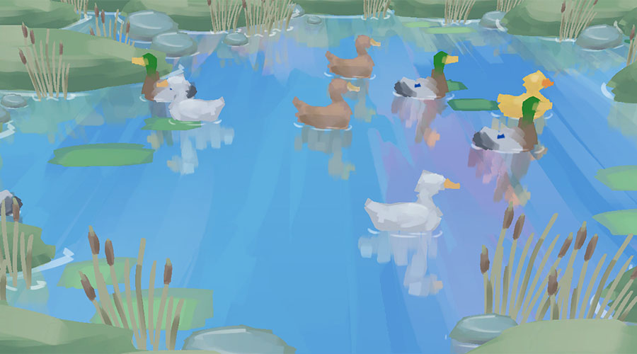 Eendenvijver, or Duck Pond, a duck-feeding no-stress game with a focus on visual artstyle - Josien Vos Portfolio